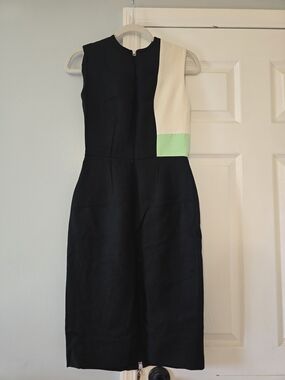 Roksanda Ilincic Black, Cream & Mint Green Colorblock Midi Dress
